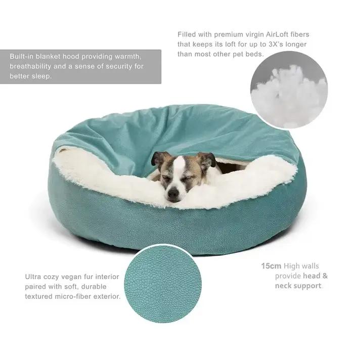 Lit orthopédique pour chien avec couverture à capuche, chaud, imperméable, résistant à la saleté, po