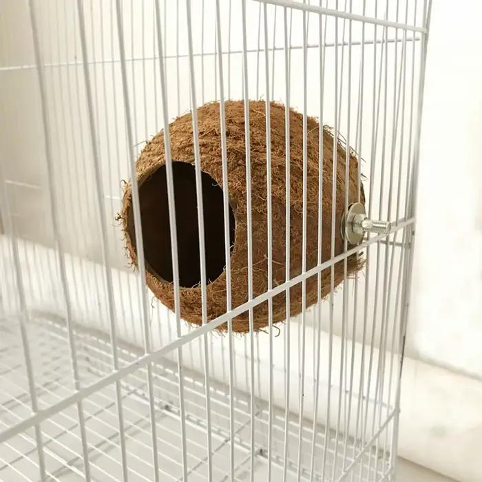 Nid en coquille de noix de coco pour animaux de compagnie, 1 pièce, perroquet, perche naturelle, pet