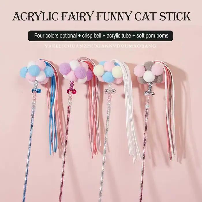 Bâton de jouet interactif à franges pour chat, jouet amusant pour chaton, bâton de fée pour animaux 