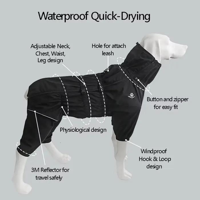 Veste d'extérieur imperméable pour chien, vêtements d'hiver, manteau chaud, grande combinaison réflé