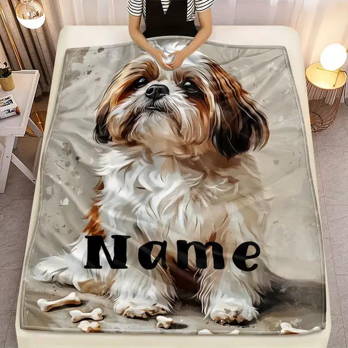 Couverture personnalisée avec motif de chien Shih Tzu, légère et chaude, idéale pour les canapés, le