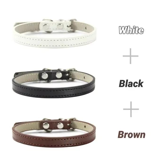 Collier en cuir PU souple pour chat, couleur unie, pour chiot, chaton, accessoires, fournitures pour
