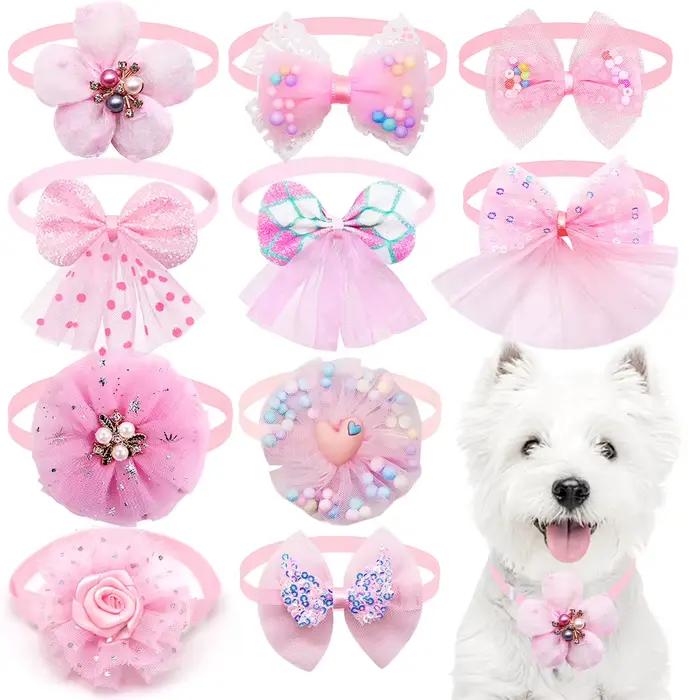 50PS petit chien chat noeud papillon mignon en vrac dentelle chien noeud papillon collier pour chien