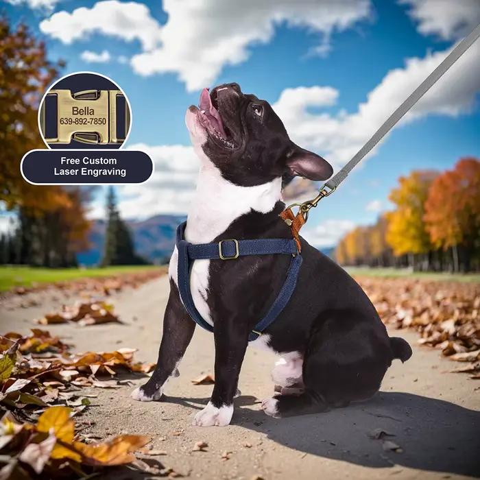 Harnais réfléchissant en nylon personnalisé pour chien, gilet avec étiquette d'identification pour a