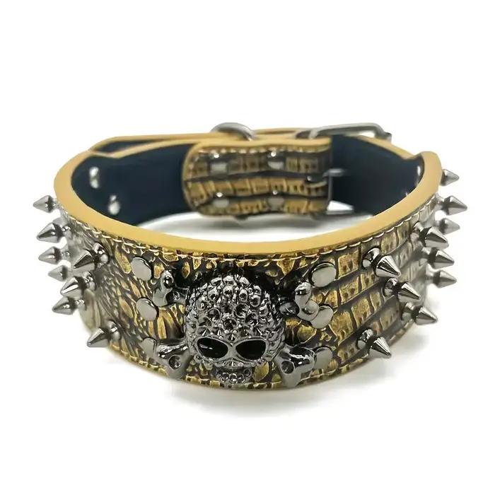 Collier pour chien en cuir clouté avec laisse, en cuir PU durable et élégant, idéal pour l'entraînem