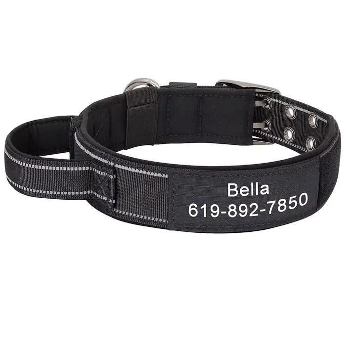 Collier militaire DulDog personnalisé, colliers d'entraînement pour chiens de bain avec poignée, dur