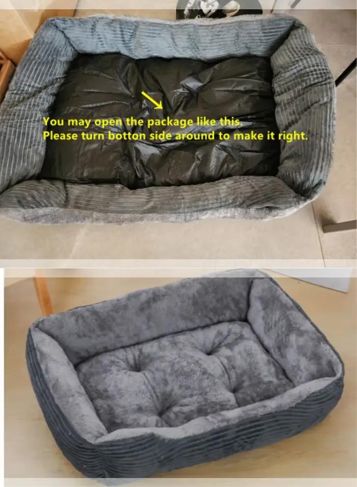 Lit carré pour chiens, accessoires pour animaux de compagnie, canapé-lit apaisant en peluche, coussi