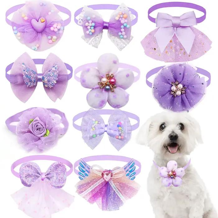 50PS petit chien chat noeud papillon mignon en vrac dentelle chien noeud papillon collier pour chien