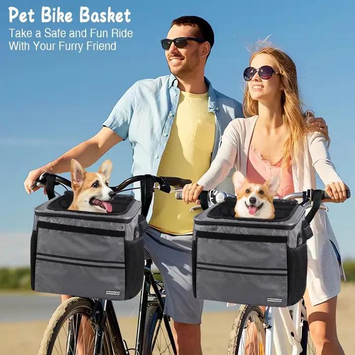 Panier de vélo pour chien ou chat, sac à dos extensible à face souple avec 4 portes ouvertes, porte-