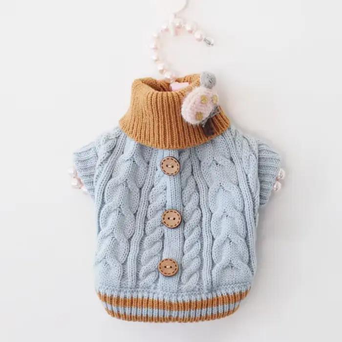 Pulls tricotés de styliste pour chiens, couleur unie, vêtements chauds pour animaux de compagnie et 