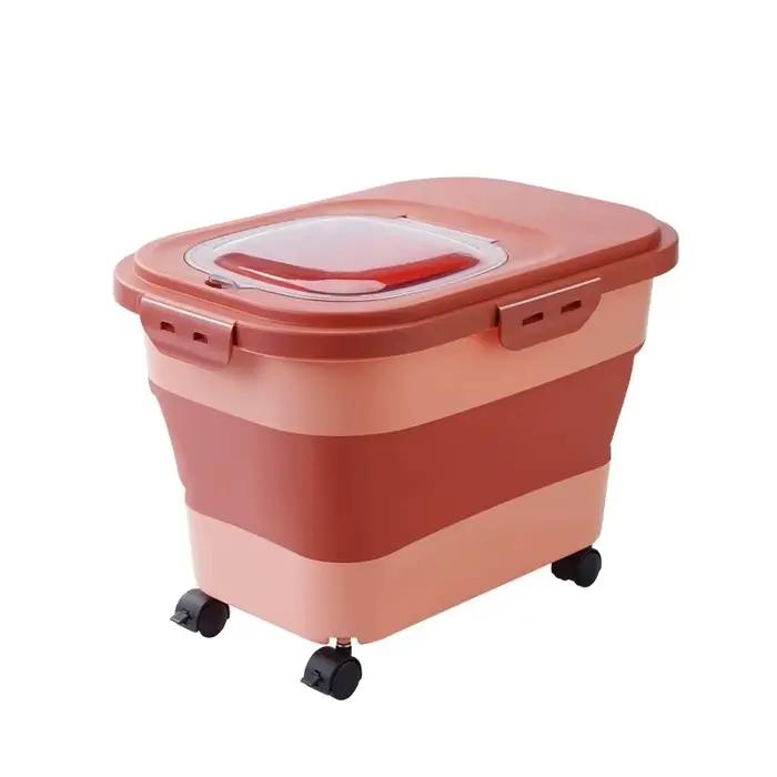 Conteneur de stockage hermétique pliable pour aliments pour animaux de compagnie avec couvercle, cap