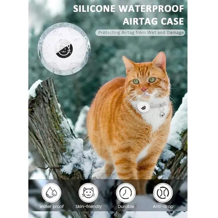 Pour collier de chat Apple AirTag, collier pour animaux de compagnie avec support airtag et cloche c