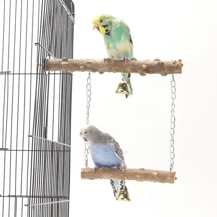 Poteau de support pour perroquet en bois de poivre, jouet Double couche pour oiseau, peau de tigre, 