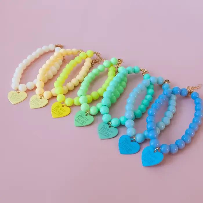 Collier d'amour coloré pour animaux de compagnie, collier de perles pour chien, arc-en-ciel multicol