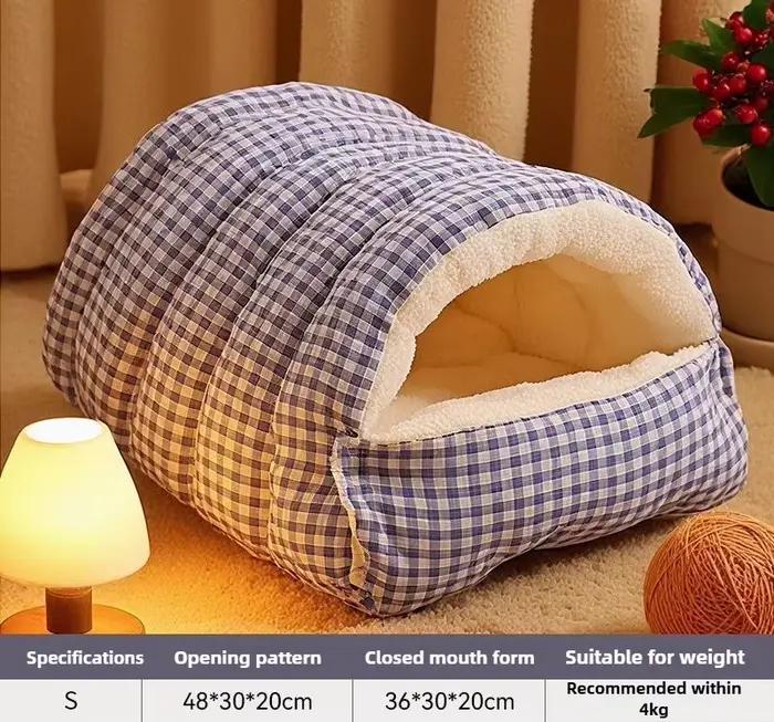 Nouveau Nid d'hiver pour chat et chien de 3 kg, fermé, sécurisé, chaud, en velours, pour la nuit, av