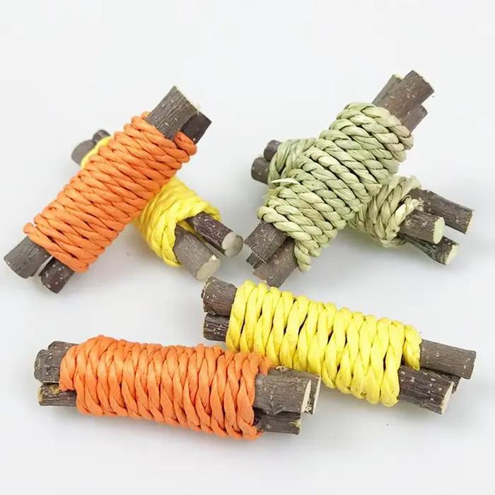 Jouet à mâcher en bois de pomme naturel biologique, gâteau d'herbe, dents de lapin pour animaux de c