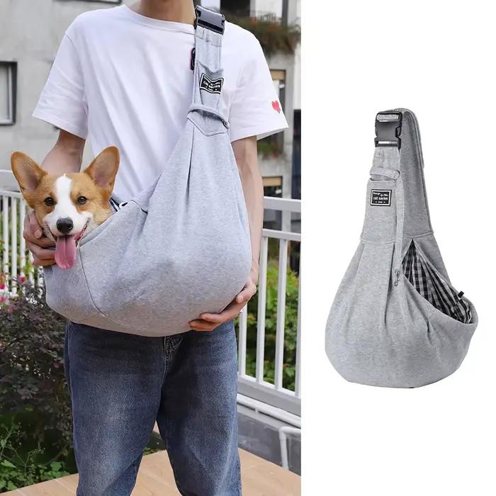 Sac de transport pour chiots de compagnie, sac à bandoulière en coton pour chien de voyage en plein 