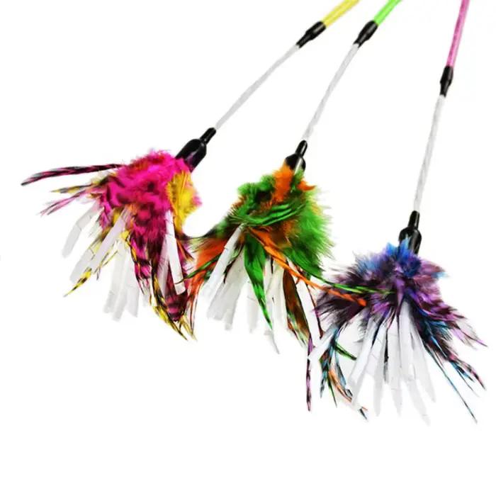 Jouet en Spirale avec Plumes Colorées pour Chat, Bâton Durable pour Animaux de Compagnie, Baguette d