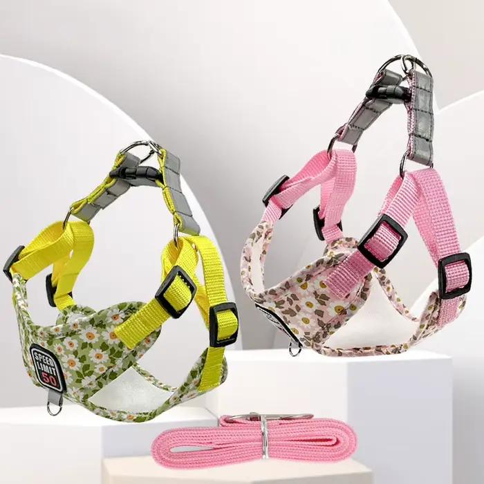 Harnais pour chien de compagnie en nylon, sangle de poitrine réfléchissante sans traction, collier r