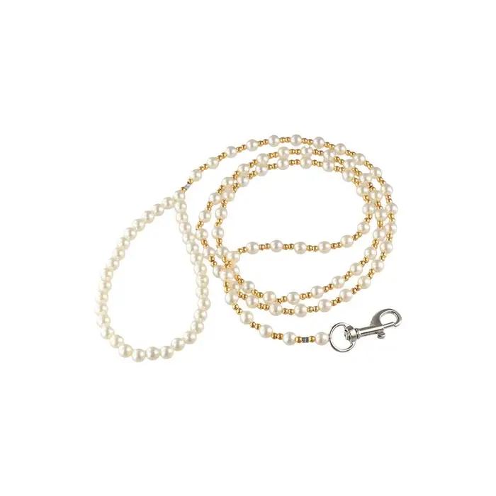 120cm perles chien harnais laisse Imitation perles luxe perlé chien laisse élégant alliage crochet a