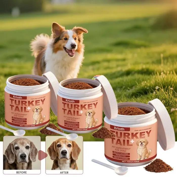 Complément alimentaire Tarkey Tail pour chiens, saveur bacon, probiotiques, soutien immunitaire, ent
