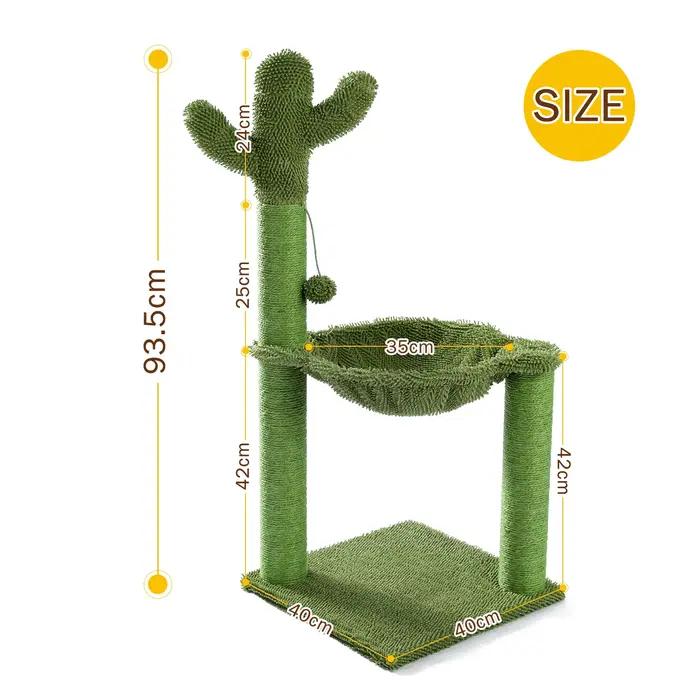 Arbre à Chat Pantum avec Tour de Jeu en Hamac, Poste à Gratter en Sisal, Entièrement Enveloppé, Vert