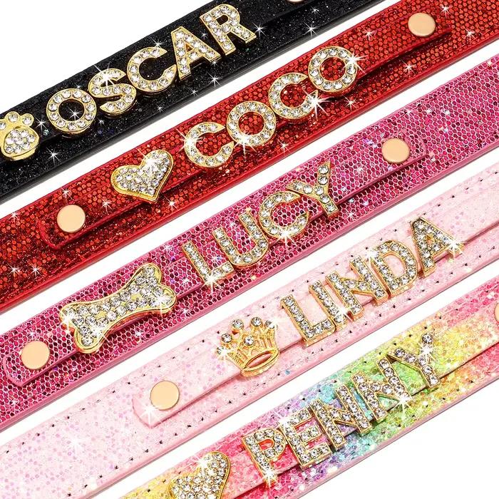 Collier personnalisé pour petits chiens Chihuahua, strass scintillants, breloques personnalisées pou