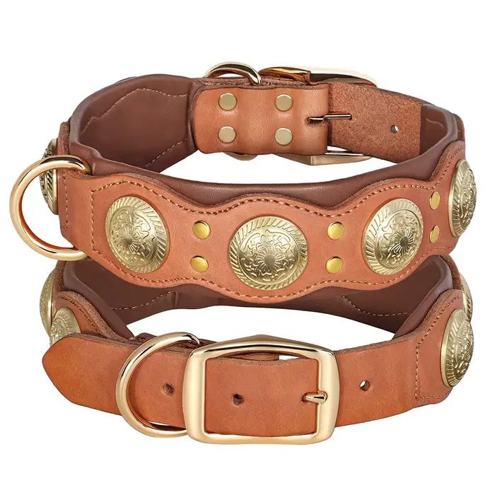 Collier pour chien en cuir véritable colliers pour chien en cuir véritable clouté collier pour grand
