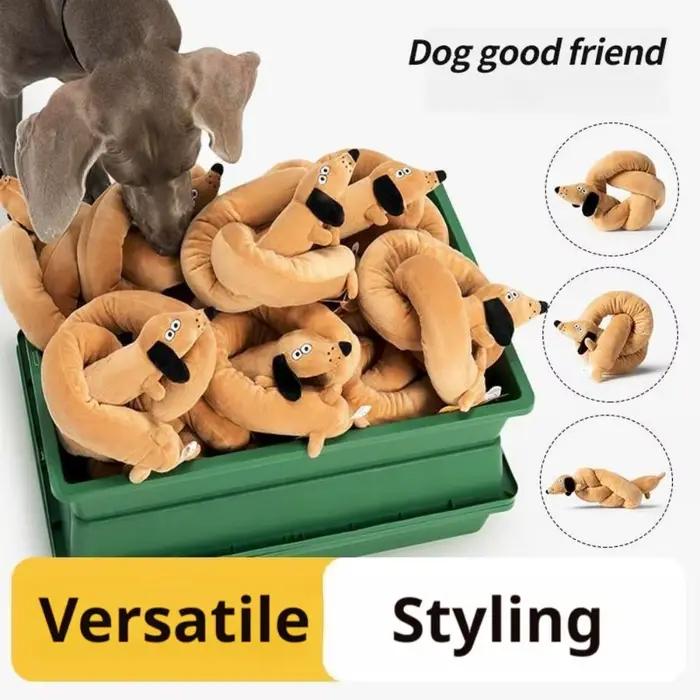 Jouet pour chien en forme de saucisse, jouet en peluche Teckel amusant, jouet couineur à corps long 