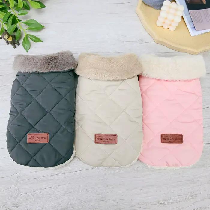 Chaud Chihuahua chien chat vêtements hiver col de fourrure petits chiens chiot manteau épais coton v