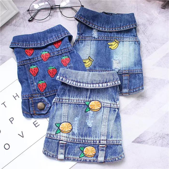Vêtements pour animaux de compagnie Denim chien Costume été Cowboy gilet marguerite chemise jean ves