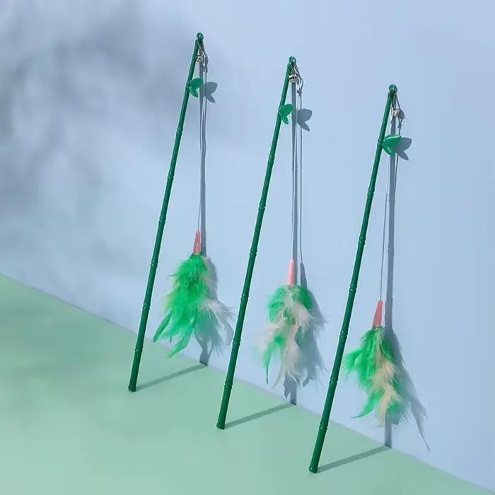 Jouets pour chats, baguette à plumes, jouet interactif pour chaton, avec Super ventouse détachable, 