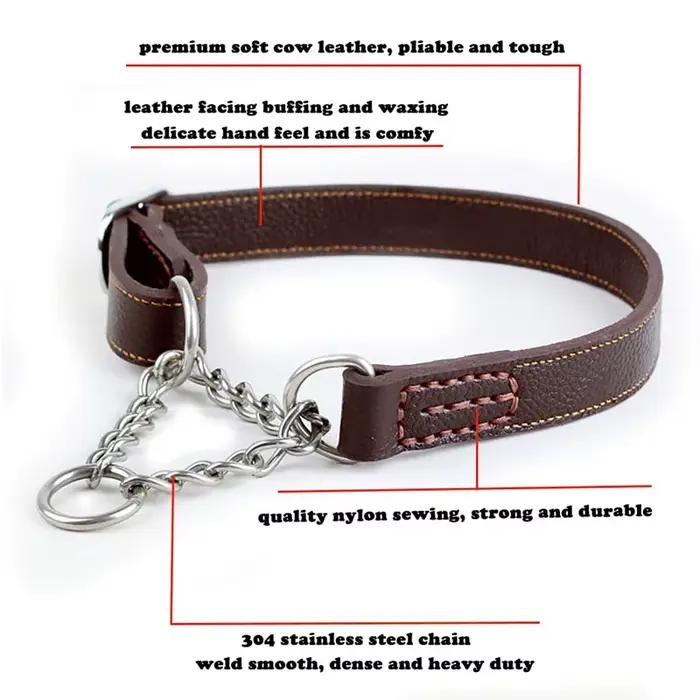 Benepaw Martingale collier en cuir sans traction Anti-fuite collier de chien d'entraînement chaîne p