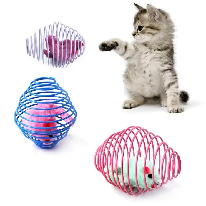 Balles de jouet pour chat, jouets à ressorts extensibles et amusants pour chaton, Rats en cage inter