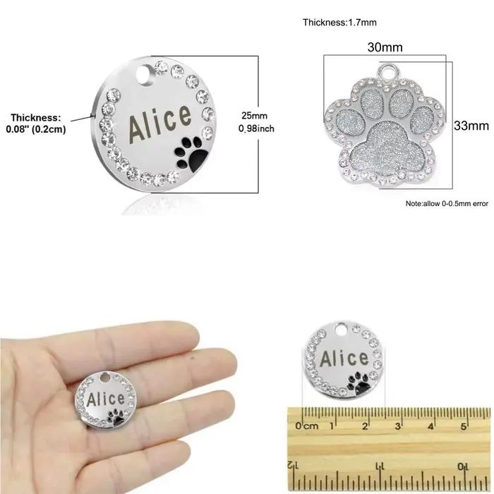Collier pendentif avec nom d'animal de compagnie gravé en acier inoxydable, étiquettes d'identificat