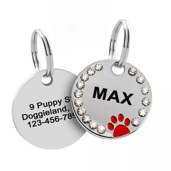 Collier pendentif avec nom d'animal de compagnie gravé en acier inoxydable, étiquettes d'identificat