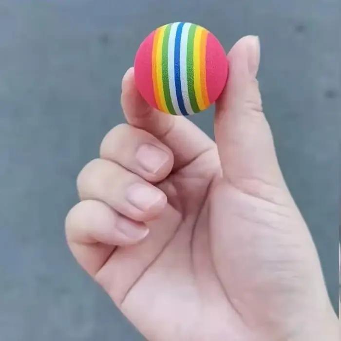 Jouet de dentition coule ChFukToy pour animaux de compagnie, boule à rayures arc-en-ciel, jouets mol