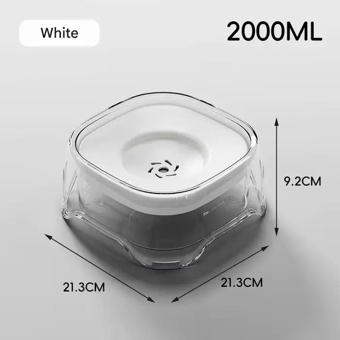 Bol d'eau flottant anti-éclaboussures 2L pour animaux de compagnie, transparent avec option de filtr