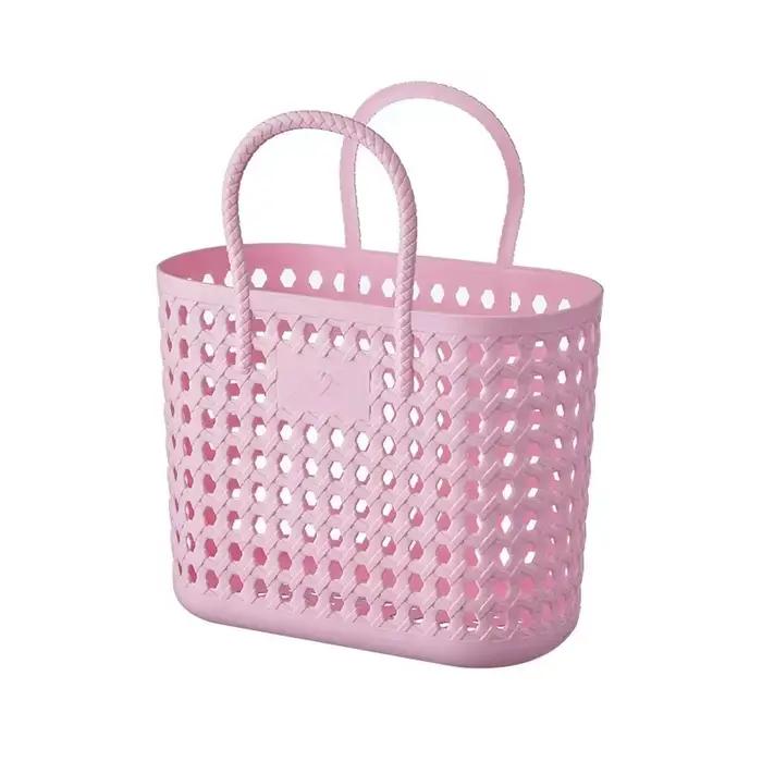 Sac de transport portable en plastique pour animaux de compagnie, panier respirant tressé ajouré pou