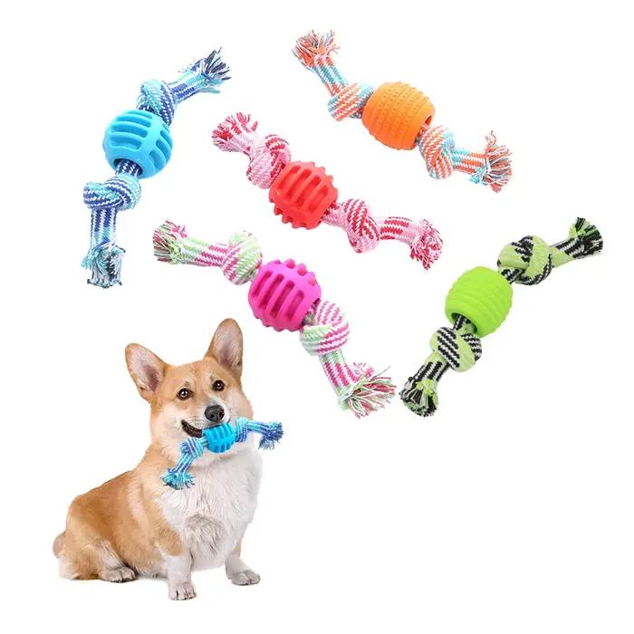 Jouet pour chien, corde en coton, boule à double nœud, résistant aux morsures, jouet de nettoyage de