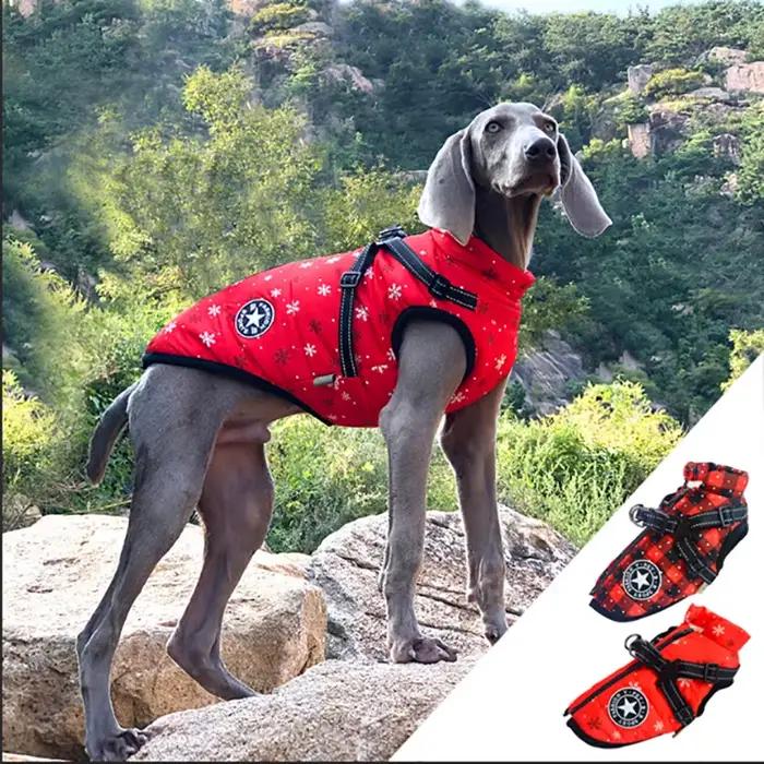 Vêtements d'hiver pour chien avec harnais, veste imperméable et chaude en coton pour petits et grand