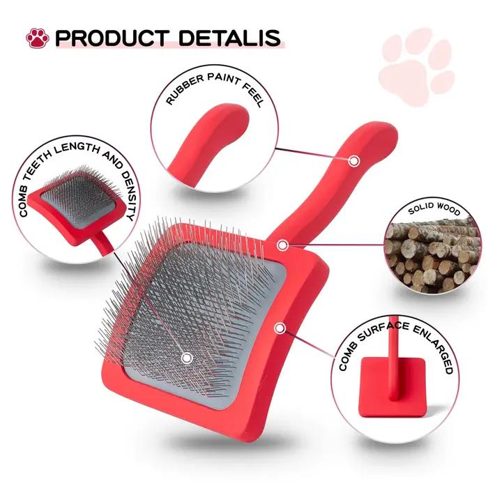 Brosse Professionnelle de Énergie Doux pour Chien et Chat, Broches en Acier Inoxydable, Peigne de Dé