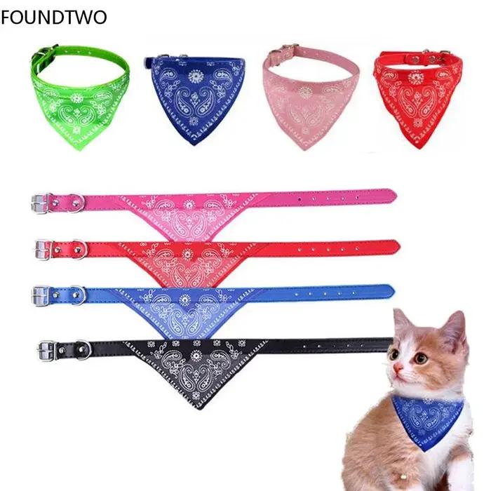 Écharpe de cou réglable en cuir pour animal de compagnie, collier bandana, accessoires pour chiot et
