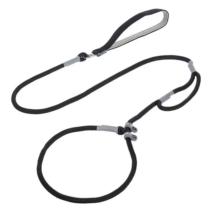 Laisse coordonnante pour collier de chien, ULen nylon à double poignée, sans nervure, laisse d'entra
