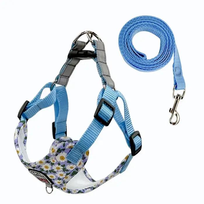 Harnais pour chien de compagnie en nylon, sangle de poitrine réfléchissante sans traction, collier r