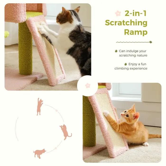 Tour d'arbre à chat à plusieurs niveaux avec poteaux à gratter recouverts de sisal, condo mignon pou