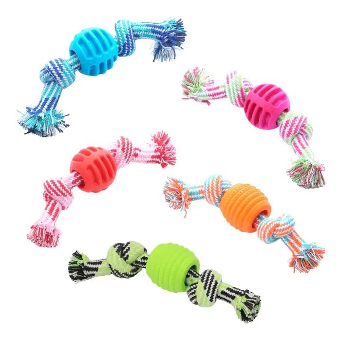 Jouet pour chien, corde en coton, boule à double nœud, résistant aux morsures, jouet de nettoyage de