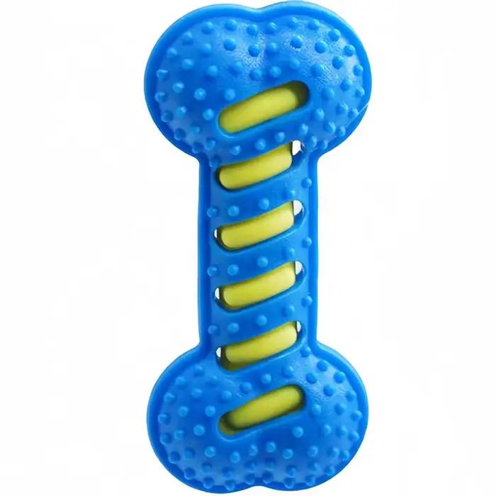 Jouets à mâcher couineurs pour chiens, en caoutchouc durable, en forme d'os, interactifs, pour le ne