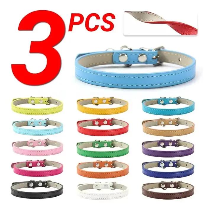 Collier en cuir PU souple pour chat, couleur unie, pour chiot, chaton, accessoires, fournitures pour