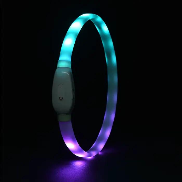 Collier lumineux Rechargeable USB pour grands et petits chiens collier de chien lumineux LED 9 Modes